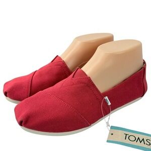 TOMS Women's Size 6.5 Red Canvas Slip‎ On Casual Shoes Flats Loafers
